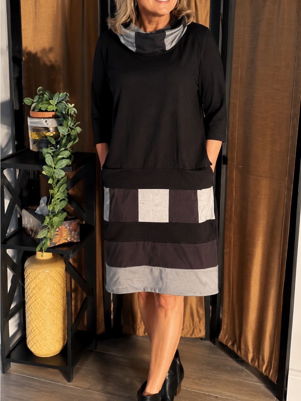 Elegant Black and Silver Women's Dress from Naya